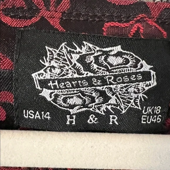 NEW H&R Red Floral Gothic Steampunk Corset Jacket & Matching Swingdress Size 14 - Picture 5 of 16